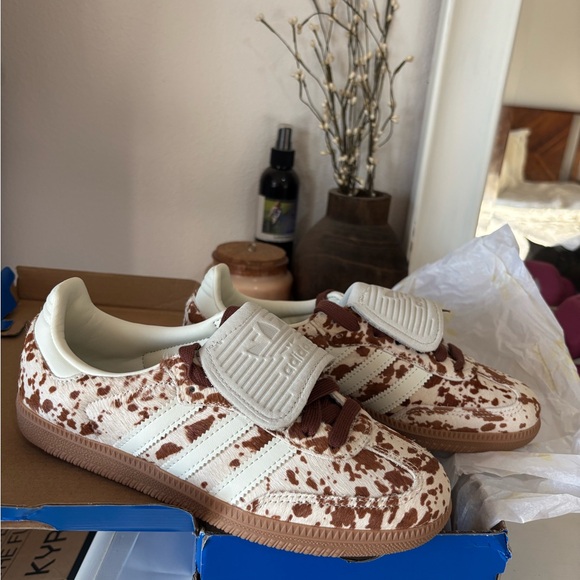 adidas Samba LT Cow-Print Sneakers in White and Brown - Picture 4 of 8